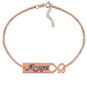 Gumush Rose Kişiye Özel Sonsuz Aşk İsimli Bayan Gümüş Bileklik