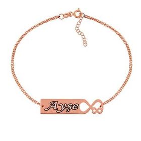 Gumush Rose Kişiye Özel Sonsuz Aşk İsimli Bayan Gümüş Bileklik