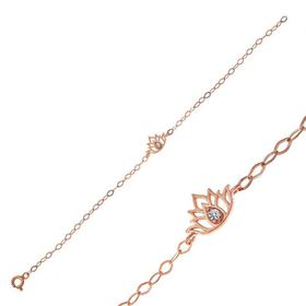 Gumush Rose Lotus Çiçeği Kadın Gümüş Bileklik