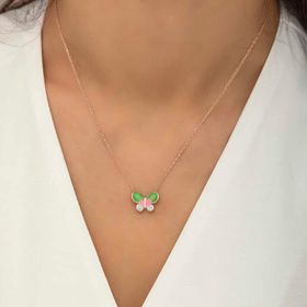 Gumush Rose Minimal Kelebek Bayan Gümüş Kolye