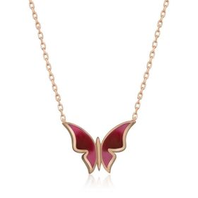Gumush Rose Minimal Kelebek Bayan Gümüş Kolye
