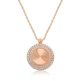 Gumush Rose Oval Fırfır Bayan Gümüş Kolye