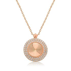 Gumush Rose Oval Fırfır Bayan Gümüş Kolye
