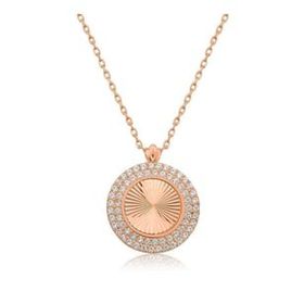 Gumush Rose Oval Fırfır Bayan Gümüş Kolye