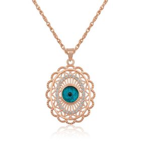 Gumush ​Rose Oval Nazar Bayan Gümüş Kolye