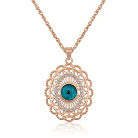Gumush ​Rose Oval Nazar Bayan Gümüş Kolye