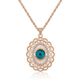 Gumush ​Rose Oval Nazar Bayan Gümüş Kolye