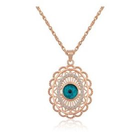 Gumush ​Rose Oval Nazar Bayan Gümüş Kolye