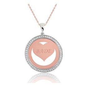 Gumush Rose Taşlı Kişiye Özel İsimli Gümüş Kolye