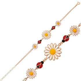 Gumush Rose Uğur Böcekli Papatya Bayan Gümüş Bileklik