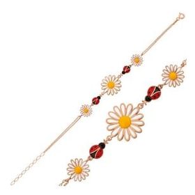Gumush Rose Uğur Böcekli Papatya Bayan Gümüş Bileklik