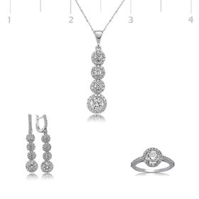 Gumush Sıralı Dört Taş Kadın Gümüş Set