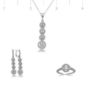 Gumush Sıralı Dört Taş Kadın Gümüş Set