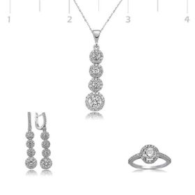 Gumush Sıralı Dört Taş Kadın Gümüş Set