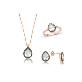 Gumush ST1160026 Elmas Model Damla Kadın Gümüş Set