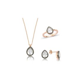 Gumush ST1160026 Elmas Model Damla Kadın Gümüş Set