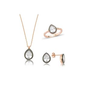 Gumush ST1160026 Elmas Model Damla Kadın Gümüş Set