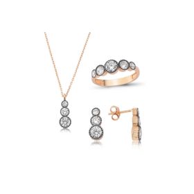 Gumush ST1160028 Elmas Model 5 Taş Kadın Gümüş Set