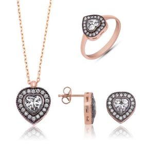 Gumush ST1160042 Elmas Montür Kalpli Kadın Gümüş Set