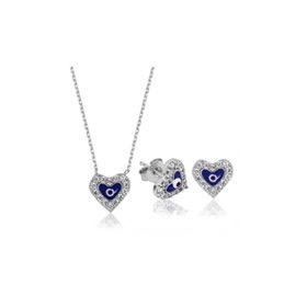 Gumush ST1160043 Nazarlı Kalp Kadın Gümüş Set