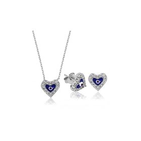 Gumush ST1160043 Nazarlı Kalp Kadın Gümüş Set