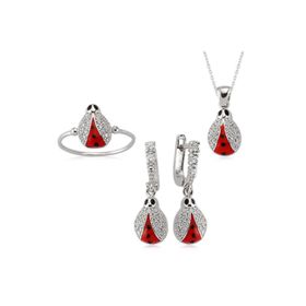 Gumush ST1160046 Uğur Böceği Kadın Gümüş Set