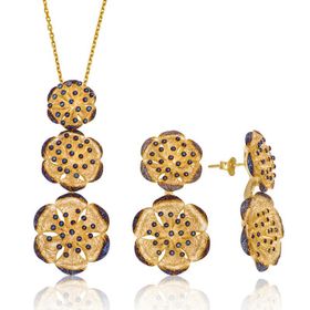Gumush ST1160053 Nilüfer Çiçeği Kadın Gümüş Set