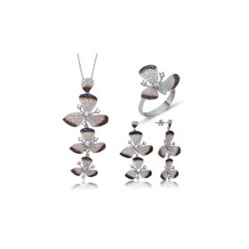 Gumush ST1160064 Çiçek Kadın Gümüş Set