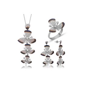 Gumush ST1160064 Çiçek Kadın Gümüş Set