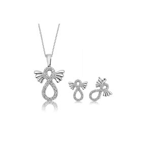 Gumush ST1160066 Kanatlı Sonsuzluk Kadın Gümüş Set
