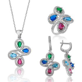 Gumush ST1160077 Renkli Kadın Gümüş Set