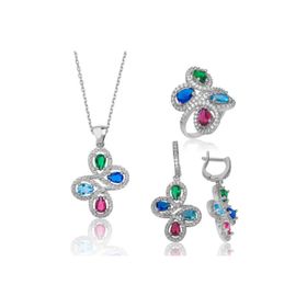Gumush ST1160077 Renkli Kadın Gümüş Set