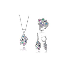 Gumush ST1160078 Renkli Kadın Gümüş Set