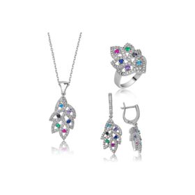 Gumush ST1160078 Renkli Kadın Gümüş Set