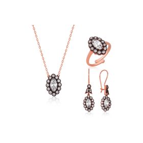 Gumush ST1160083 Elmas Montür Kadın Gümüş Set