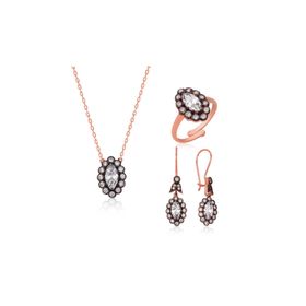 Gumush ST1160083 Elmas Montür Kadın Gümüş Set