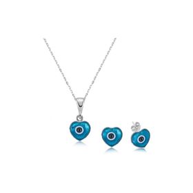 Gumush ST1160098 Kalpli Nazar Kadın Gümüş Set