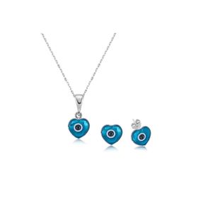 Gumush ST1160098 Kalpli Nazar Kadın Gümüş Set