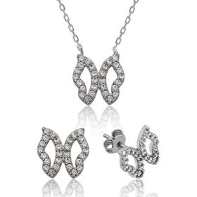 Gumush ST1160101 Kelebek Kadın Gümüş Set