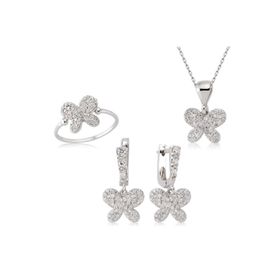 Gumush ST1160101 Kelebek Kadın Gümüş Set