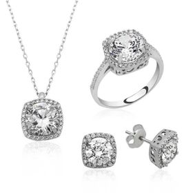 Gumush ST1160115 Kare Montür Kadın Gümüş Set