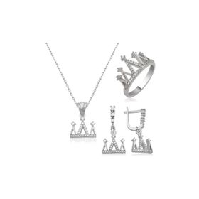 Gumush ST1160126 Kraliçe Tacı Kadın Gümüş Set