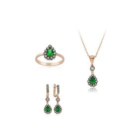 Gumush ST2610003 Altın Yaldızlı Otantik Damla Set