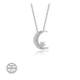 Gumush Swarovski Taşlı Ayyıldız Gümüş Kadın Kolye