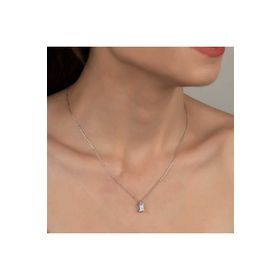 Gumush Swarovski Taşlı Baget Tektaş Gümüş Kadın Kolye