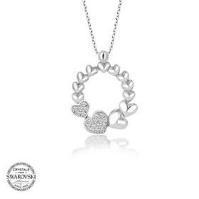 Gumush Swarovski Taşlı Çember Kalp Gümüş Kadın Kolye