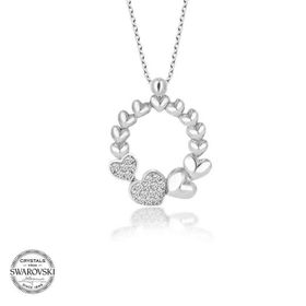 Gumush Swarovski Taşlı Çember Kalp Gümüş Kadın Kolye