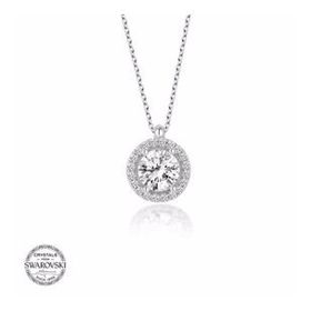 Gumush Swarovski Taşlı Çember Tektaş Gümüş Kadın Kolye