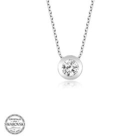 Gumush Swarovski Taşlı Çember Tektaş Gümüş Kadın Kolye