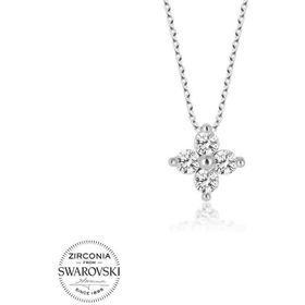 Gumush Swarovski Taşlı Çiçek Gümüş Kadın Kolye